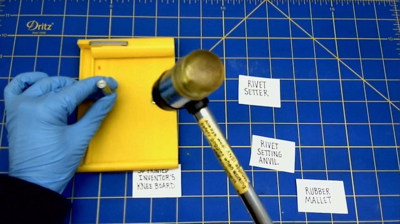 Line up the rivet setter